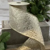 09-2250 RIBBON 10 YDS JACQUARD GOLD-WHITE (10398)