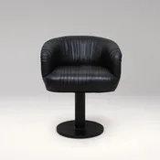 Black Leather Swivel Stool with Metal Base by MOGUL