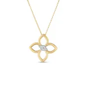 18K YELLOW/WHITE GOLD CIALOMA MEDIUM DIAMOND FLOWER NECKLACE