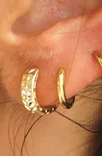 14K Yellow Gold Textured Huggies