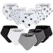 10-Pack Baby Neutral Black & White Muslin Bandana Bibs