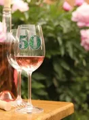 50th Birthday Jeweled Stemmed Wine Glass