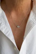 0.55ct Pear Diamond Halo Necklace in White Gold — Lewis Jewelers