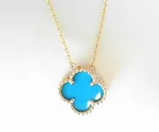 14kt Yellow Gold Synthetic Turquoise Necklace