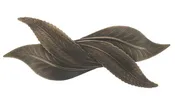 barrette, double entwined leaves, silver or brass