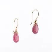 Pink Sapphire Yellow Gold Trapeze Earrings