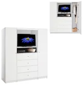 Aventa Bedroom TV Armoire – Customizable Storage with TV Space, Closets, and 4 Drawers