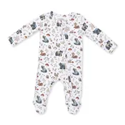 2 Way Ruffle Back Zipper Footie-Woodland Animals