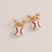 Baseball Game Day Earrings with Bow