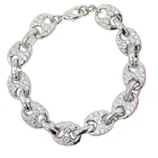 10mm Thick Mariner Link Chain CZ Bracelet (I322)