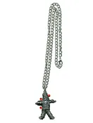 Antique Silver Voodoo Doll Pin Necklace