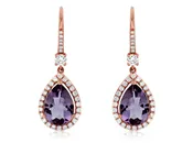DIAMOND AND AMETHYST ROSE GOLD EARRINGS