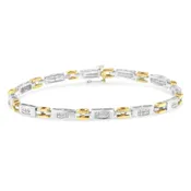 10K Two-Tone Gold Princess Cut Diamond Geo Link Bracelet (1.00 cttw, H-I Color, SI1-SI2 Clarity)