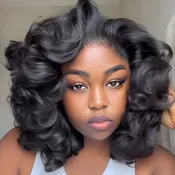 Shoulder Length Bouncy 13x4 Lace Front Bob Human Hair Wigs