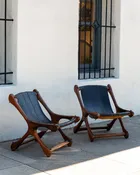 1960s Don Shoemaker Rosewood and Leather Sling Chairs, Pair