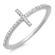 14K WHITE GOLD CROSS RING