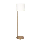 Zenith Offset Brass Base Floor Lamp with Drum-shaped Linen Shade