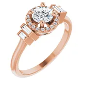 Halo Style Ring Setting in 10K Rose Gold - Round 5.2mm