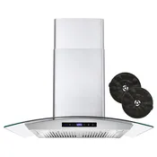 30 in. 380 CFM Ductless Wall Mount Glass Canopy Range Hood with Touch Controls Range Hood with Carbon Filters and LED Lighting (COS-668AS750-DL)