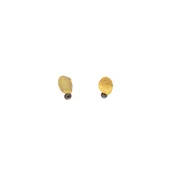 18k Gold Post Earrings with Silver Dots