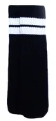 Kids Black tube socks with White stripes style 2