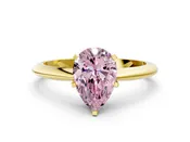 10K Yellow Gold 1.02 Carat Pink VS2 Pear Diamond Solitaire Engagement Ring with Classic Band and Four-Prong Setting