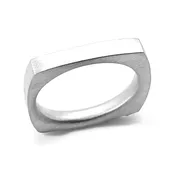 Silver Curved Square Healing Ring