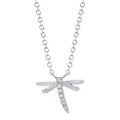 0.03CT 14K W/G DIAMOND DRAGONFLY MATTE NECKLACE
