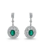 14KT WHITE GOLD EMERALD & DIAMOND EARRING