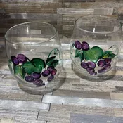 2pc Set Hand Painted Stemless Wine Glasses ACCESSORIES 4"