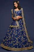 Art Silk Embroidered Lehenga Choli Dress Material In Blue (ACT3586)