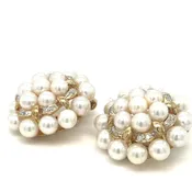 14Kt Cluster Pearl Button Earrings