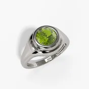 10k White Gold Round-cut Bezel Birthstone Peridot Ring