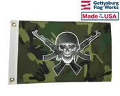 12x18" Camouflage Rifle Skull Pirate Flag