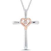 .02ct Diamond Heart Cross Pendant