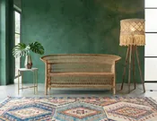 100% Handwoven Natural Rattan 3-Seater Indoor Settee with Solid Wood Frame, Boho Coastal Farmhouse Accent Seating - Authentic African Craftsmanship