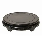 10.75" Oriental Motif Brown Wood Round Table Top Display Stand Riser ws3507CS