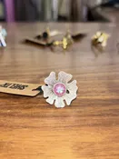 Antique Silver Plated Pink Flower Adjustable Ring