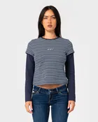 18 Degrees Mock Layer Stripe Tee