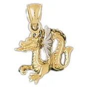 14k Gold 3-D Two Tone Dragon Charm
