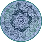 3D - Flower Mandala - Green - Round Tablecloth