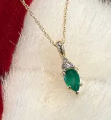 14KT Gold Emerald &amp; Diamond Pendant