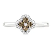 14K White Gold - Chocolate Diamond Ring With Halo