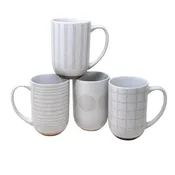 18 OZ MODERN WAX RELIEF MUGS- 4 ASSORTED DESIGNS