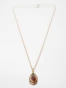 14K Rope Chain & Teardrop Garnet Necklace
