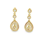 Gold and Diamond Tear Drop Earrings