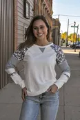 Floral Striped Waffle Top