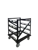 12-Post Horizontal Stanchion Cart For Barriers Stanchions No Tray