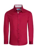 Long sleeve, Cotton-Stretch Shirt in Burgundy