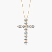 14K Gold 1.50 Carat Lab Grown Diamond Cross Necklace